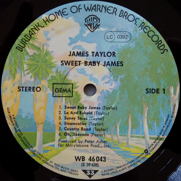James Taylor (2) : Sweet Baby James (LP, Album, RE)