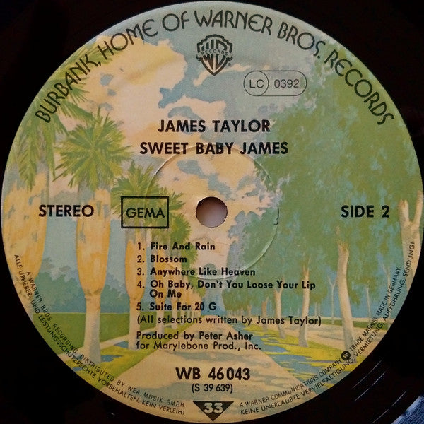 James Taylor (2) : Sweet Baby James (LP, Album, RE)