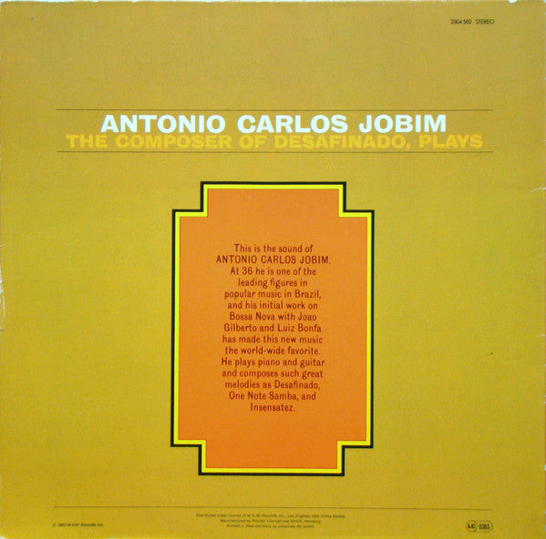 Antonio Carlos Jobim : The Composer Of Desafinado, Plays (LP, Album, RE)