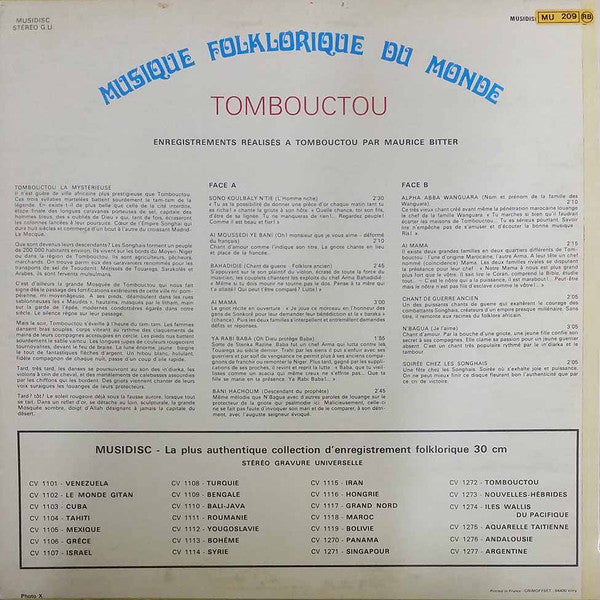 Maurice Bitter : Tombouctou (LP, RE)