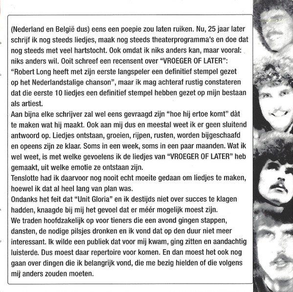 Robert Long - Vroeger Of Later (CD, Album, RE, RM) - De Platen Aap – Vinylwinkel in Brielle & online webshop voor muziekliefhebbers