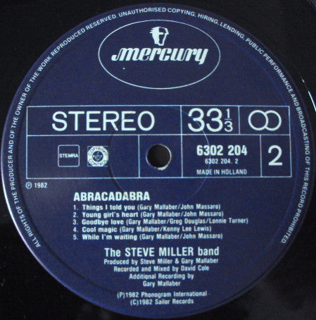 Steve Miller Band - Abracadabra (LP, Album) - De Platen Aap – Vinylwinkel in Brielle & online webshop voor muziekliefhebbers