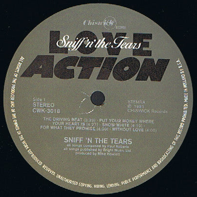 Sniff 'n' the Tears : Love / Action (LP, Album)