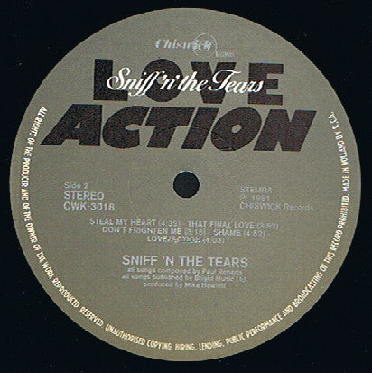 Sniff 'n' the Tears : Love / Action (LP, Album)