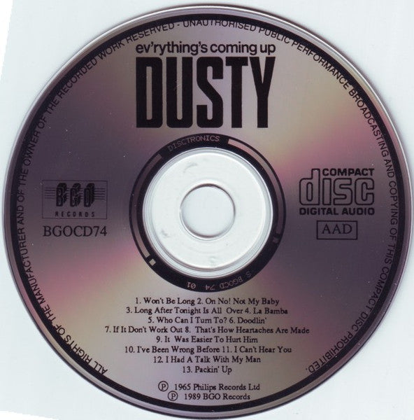 Dusty Springfield : Ev'rything's Coming Up Dusty (CD, Album, RE)