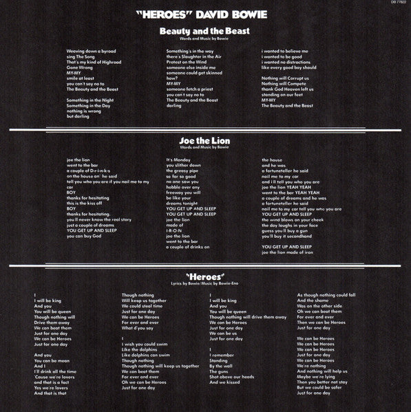 David Bowie : "Heroes" (LP, Album, RE, RM, 180)