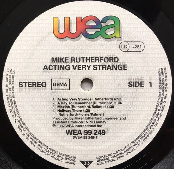 Mike Rutherford : Acting Very Strange (LP, Album)