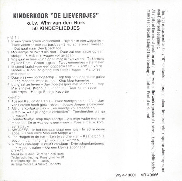 Kinderkoor De Lieverdjes O.l.v. Wim van den Hurk : 50 Kinderliedjes (Cass, Album)