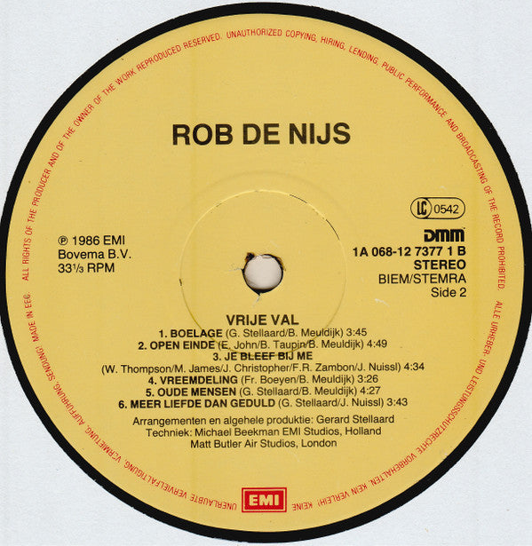 Rob De Nijs : Vrije Val (LP,Album,Stereo)