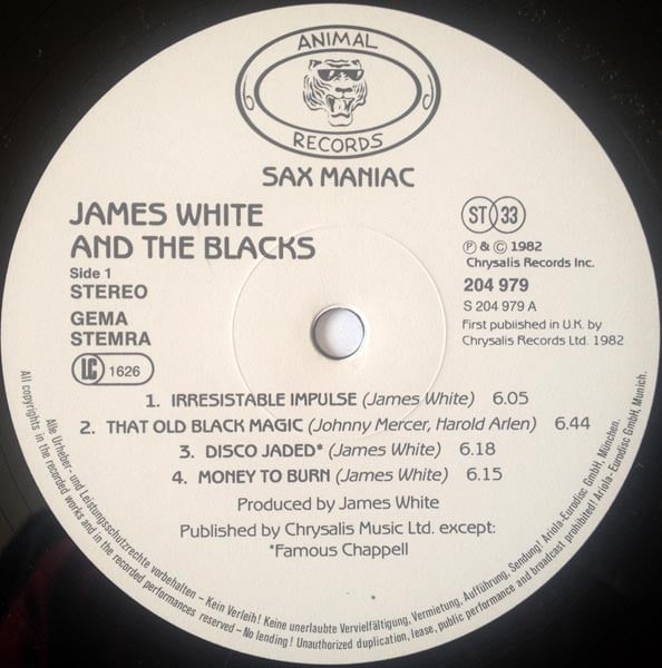 James White & The Blacks : Sax Maniac (LP, Album)
