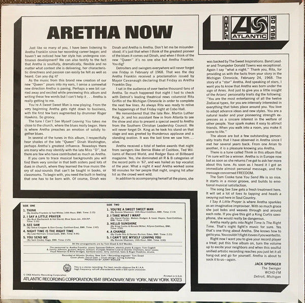 Aretha Franklin : Aretha Now (LP, Album)
