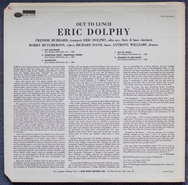 Eric Dolphy : Out To Lunch! (LP, Album, RE, Bla)