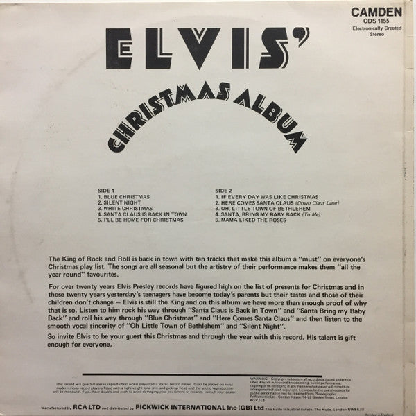 Elvis Presley : Elvis' Christmas Album (LP,Album,Reissue,Stereo)