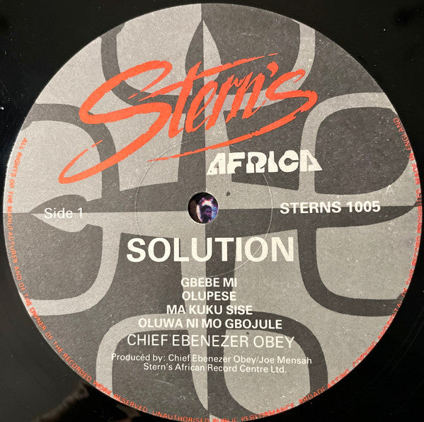 Chief Commander Ebenezer Obey & His Inter-Reformers Band : Solution (LP, Album)
