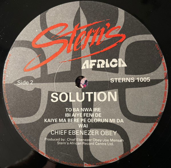 Chief Commander Ebenezer Obey & His Inter-Reformers Band : Solution (LP, Album)