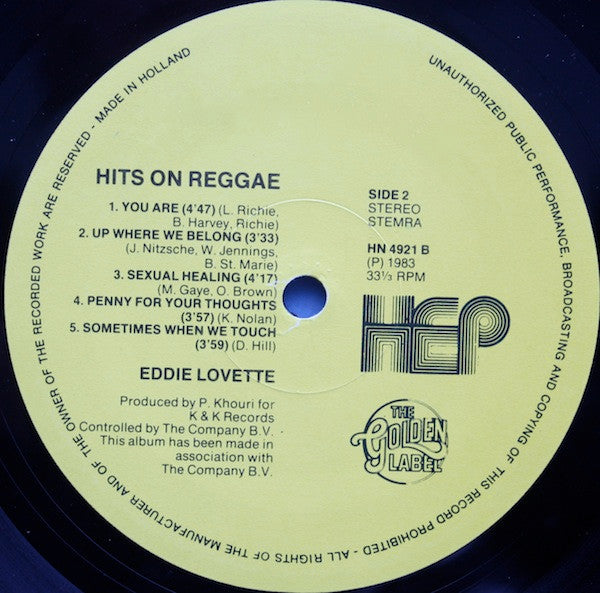 Eddie Lovette : Hits On Reggae (LP, Album)