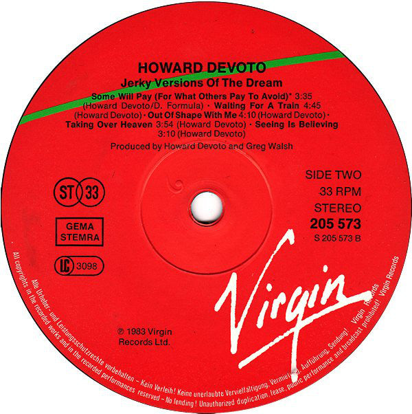 Howard Devoto : Jerky Versions Of The Dream (LP, Album)