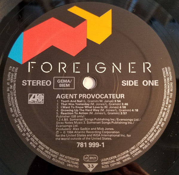 Foreigner : Agent Provocateur (LP, Album, Emb)