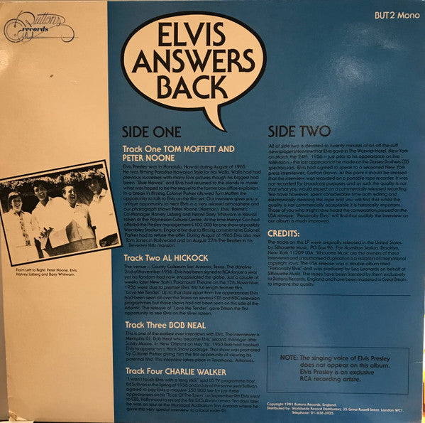Elvis Presley : Elvis Answers Back (LP, Mono)