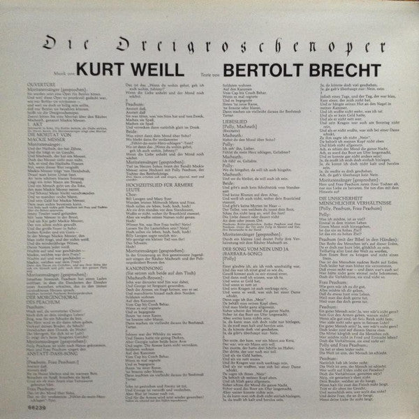 Kurt Weill, Bert Brecht*, Lotte Lenya : Die Dreigroschenoper (2xLP, Album)