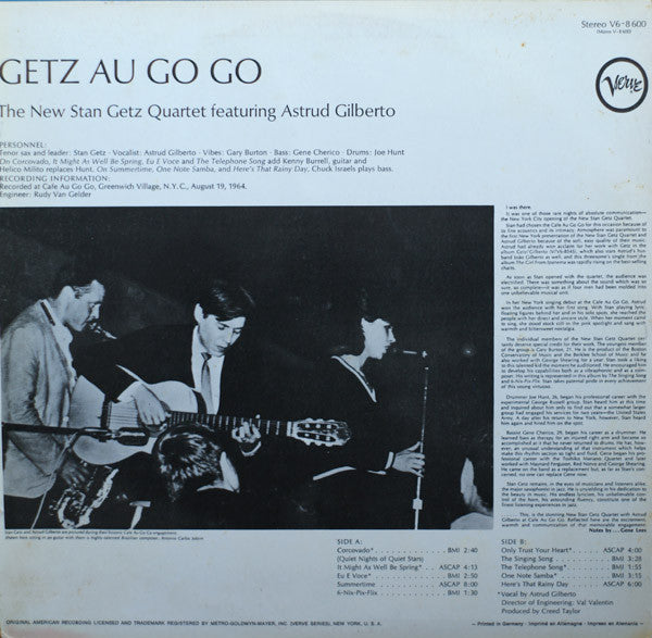 The New Stan Getz Quartet Featuring Astrud Gilberto - Getz Au Go Go (LP, Album) - De Platen Aap – Vinylwinkel in Brielle & online webshop voor muziekliefhebbers