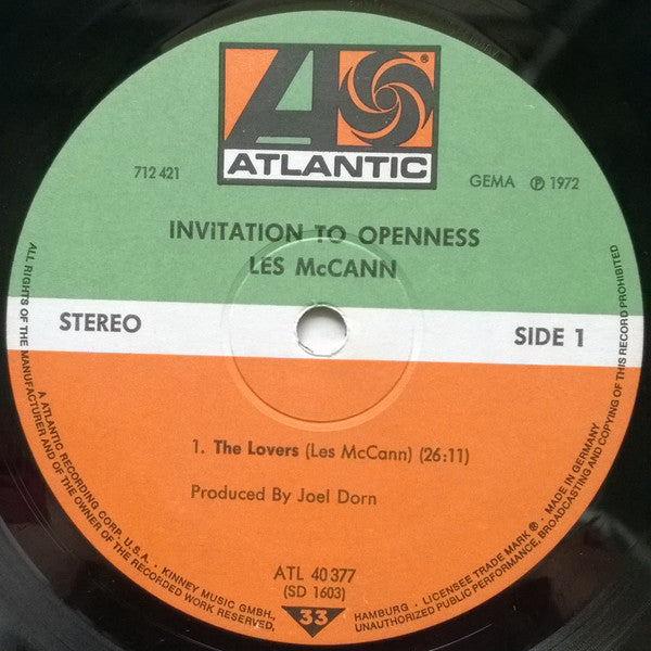 Les McCann : Invitation To Openness (LP, Album, Gat)