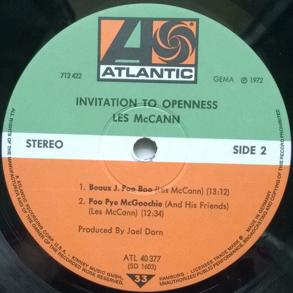 Les McCann : Invitation To Openness (LP, Album, Gat)