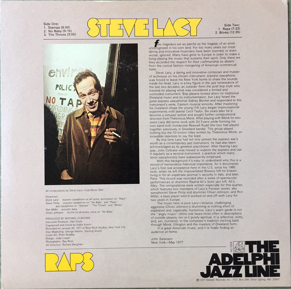 Steve Lacy : Raps (LP, Album)