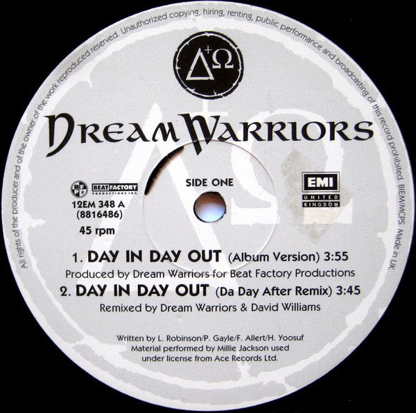 Dream Warriors : Day In Day Out (12", Single)