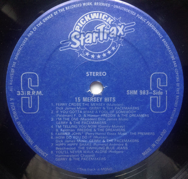 Various : 15 Mersey Hits (LP,Compilation,Stereo,Mono)