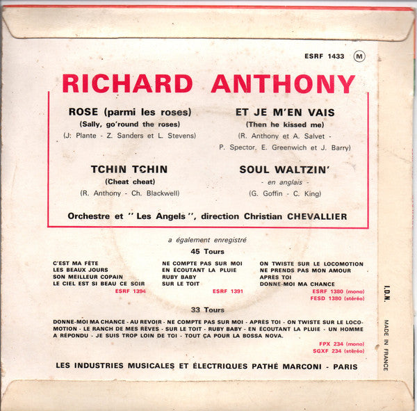 Richard Anthony (2) : Rose (Parmi Les Roses)  (7", EP)