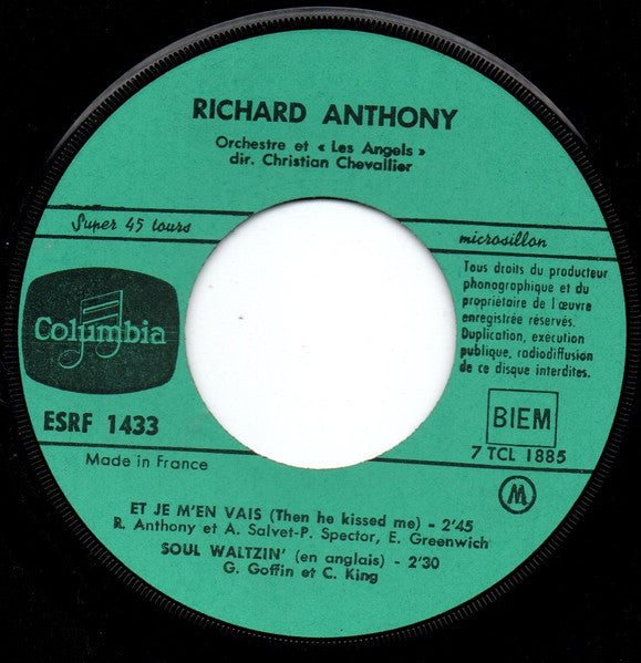 Richard Anthony (2) : Rose (Parmi Les Roses)  (7", EP)