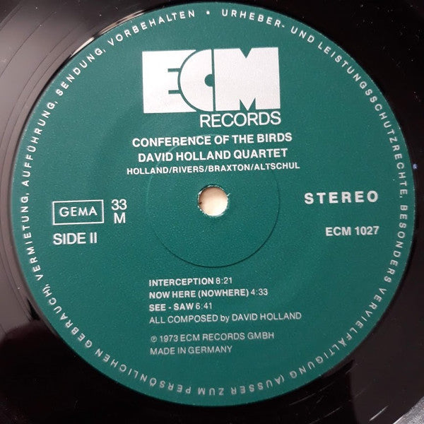 David Holland Quartet : Conference Of The Birds (LP, Album, RP)