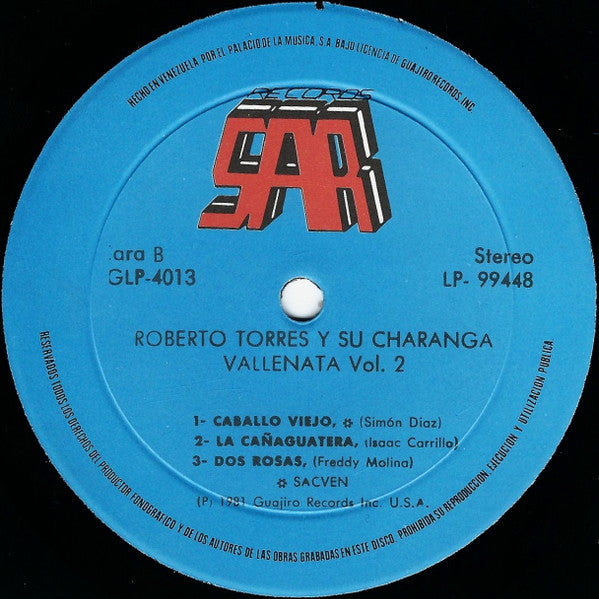 Roberto Torres : Roberto Torres Y Su Charanga Vallenata Vol. 2 (LP)