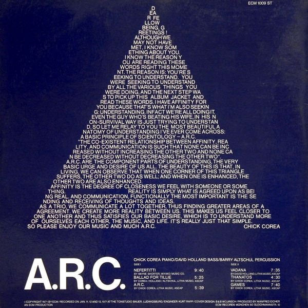 Chick Corea / David Holland* / Barry Altschul : A.R.C. (LP, Album)
