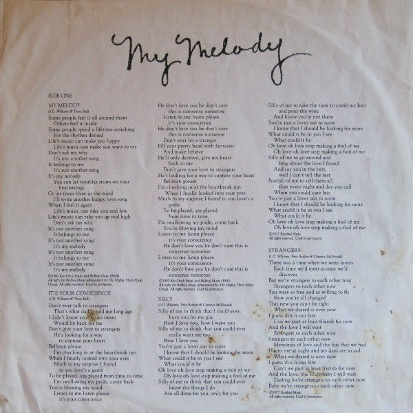 Deniece Williams : My Melody (LP, Album)