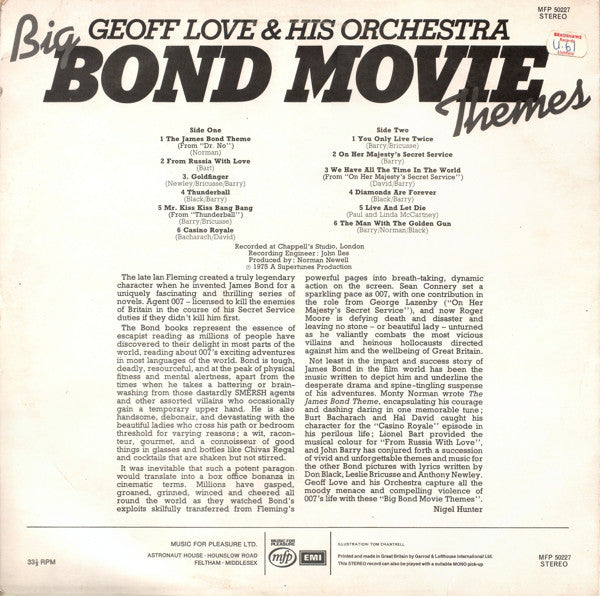 Geoff Love & His Orchestra : Big Bond Movie Themes (LP,Stereo)