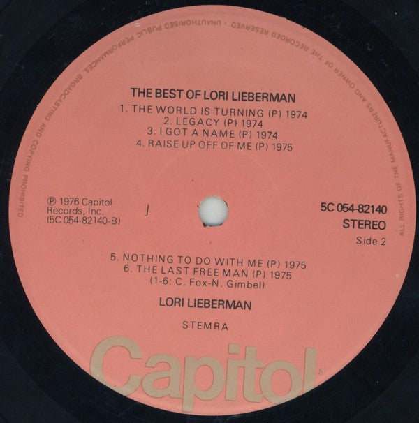 Lori Lieberman : The Best Of Lori Lieberman (LP, Comp)
