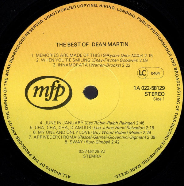 Dean Martin : The Best Of Dean Martin (LP, Comp, RP)