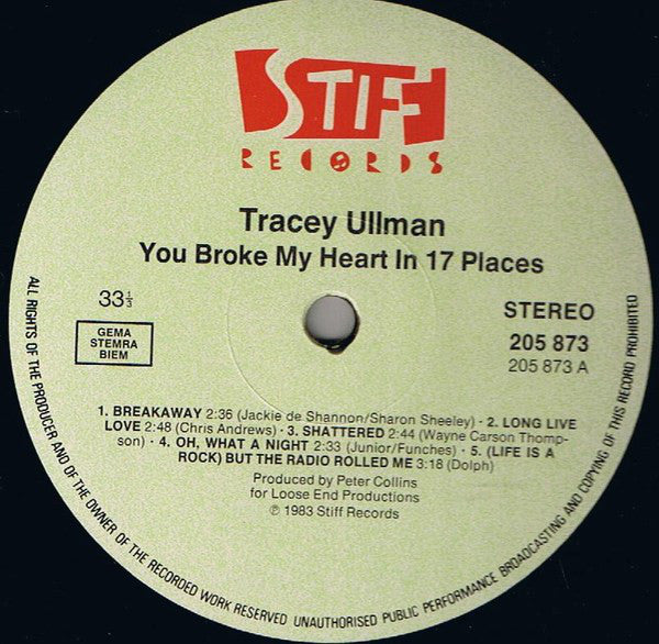 Tracey Ullman : You Broke My Heart In 17 Places (LP,Album)