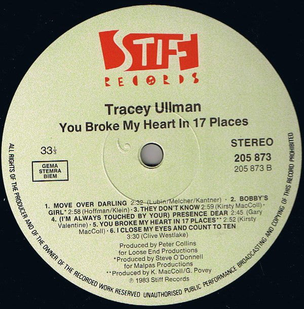 Tracey Ullman : You Broke My Heart In 17 Places (LP,Album)