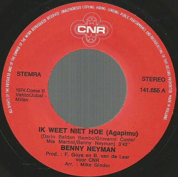Benny Neyman : Ik Weet Niet Hoe (7", Single)