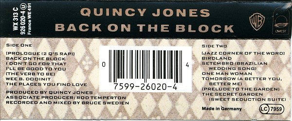 Quincy Jones : Back On The Block (Cass, Album)
