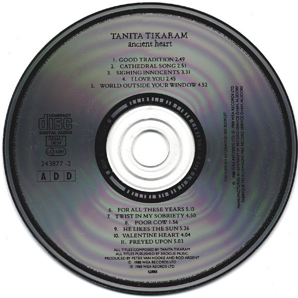Tanita Tikaram - Ancient Heart (CD, Album) - De Platen Aap – Vinylwinkel in Brielle & online webshop voor muziekliefhebbers