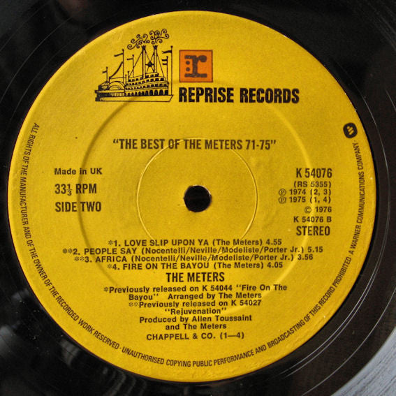 The Meters : The Best Of The Meters 71-75 (LP, Comp)