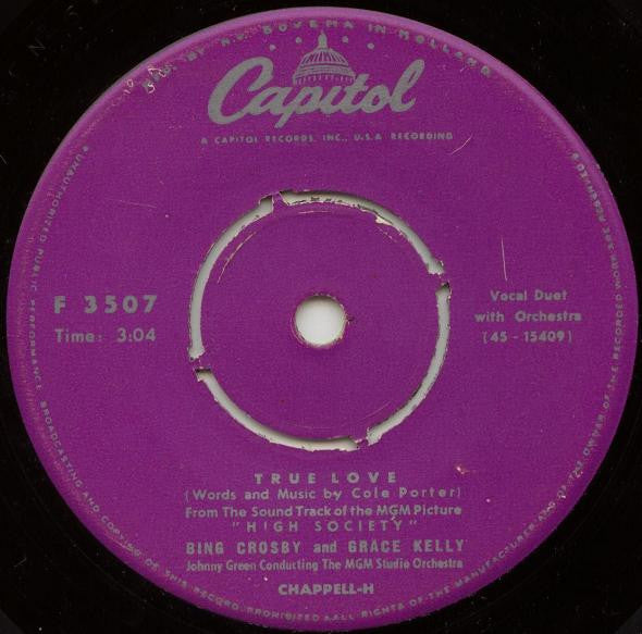 Bing Crosby - True Love / Well Did You Evah? (7", Single) - De Platen Aap – Vinylwinkel in Brielle & online webshop voor muziekliefhebbers