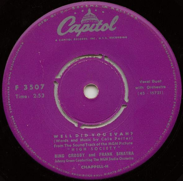 Bing Crosby - True Love / Well Did You Evah? (7", Single) - De Platen Aap – Vinylwinkel in Brielle & online webshop voor muziekliefhebbers