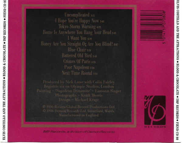 Elvis Costello & The Attractions : Blood & Chocolate (CD, Album)