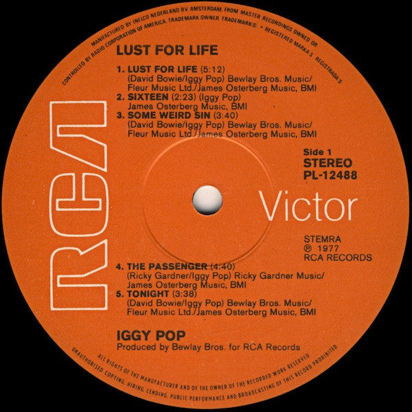 Iggy Pop - Lust For Life (LP, Album) - De Platen Aap – Vinylwinkel in Brielle & online webshop voor muziekliefhebbers