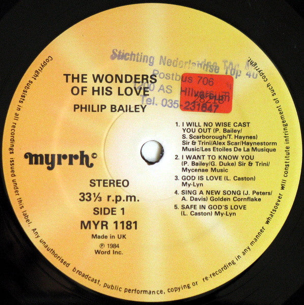 Philip Bailey : The Wonders Of His Love (LP,Album)